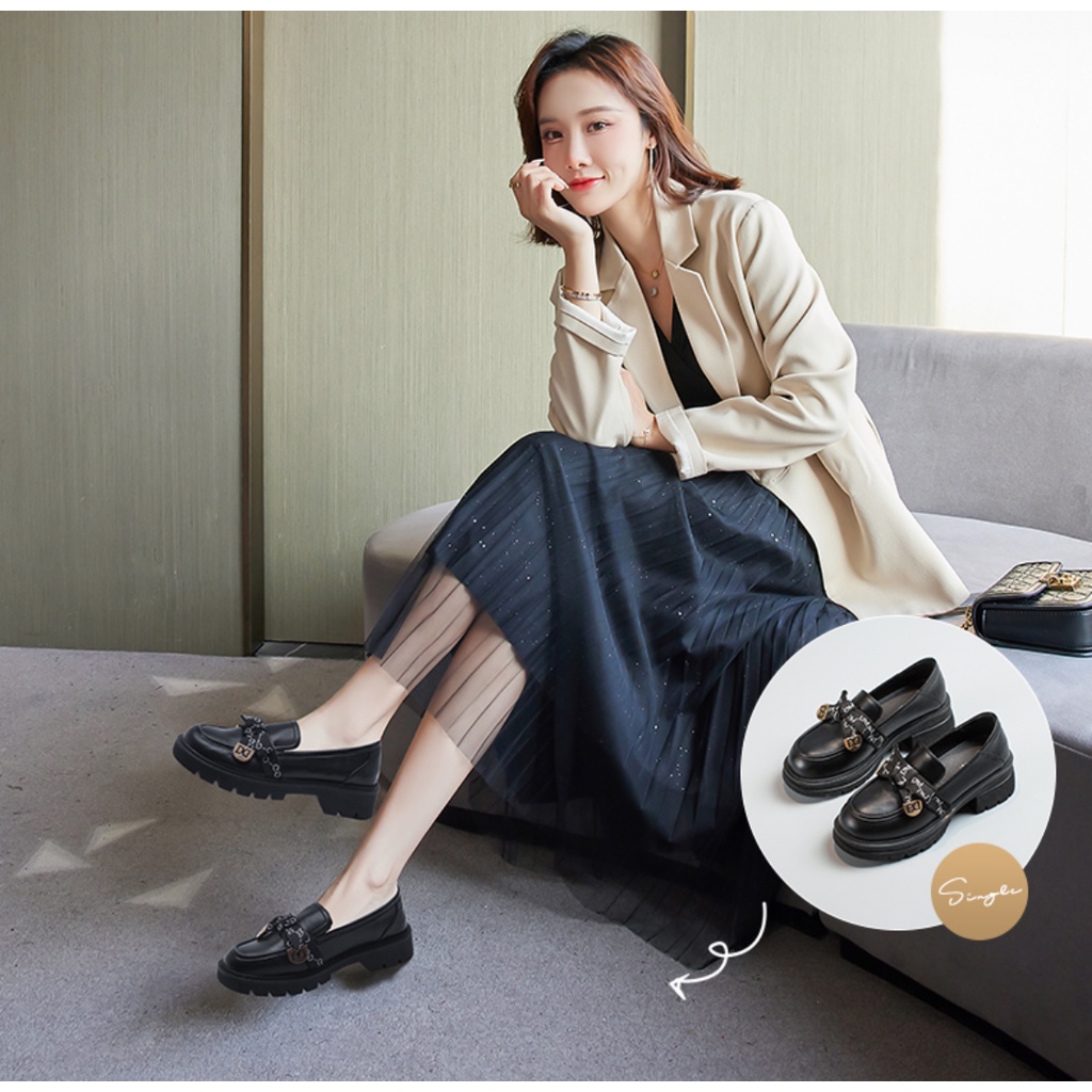 Giày Loafer Nữ Đính Nơ Bánh Mì 5 Phân