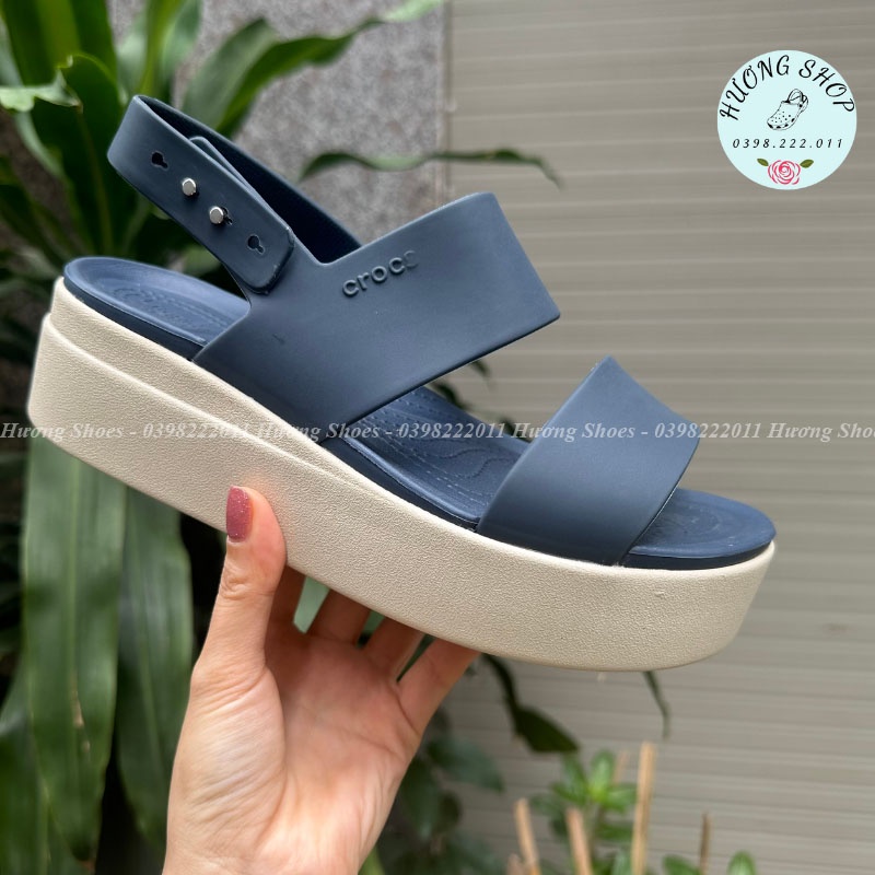 [Hàng chuẩn] Sandal Cross Brookly.n, cao gót 5p màu navy cao cấp