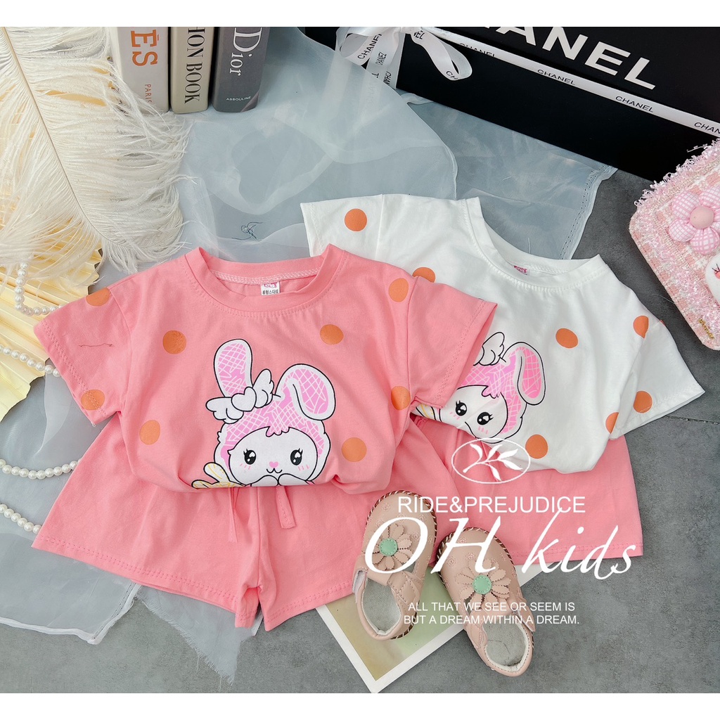 Đồ bộ bé gái , sét bộ quần áo chất cotton họa tiết mèo chấm bi tay rơi siêu xinh cho bé gái.