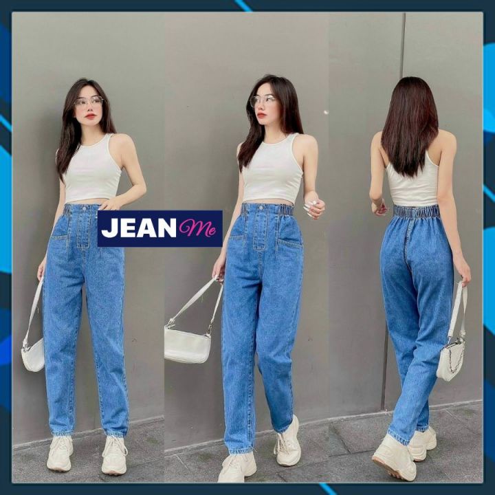 Quần jean cạp chun, quần baggy nữ lưng thun kiểu cách điệu lưng siêu đẹp