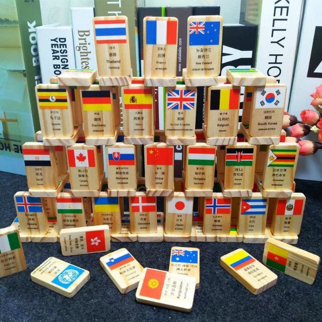 Đồ chơi Domino gỗ hình lá cờ 100 quốc gia - Đồ chơi thông minh, an toàn cho trẻ