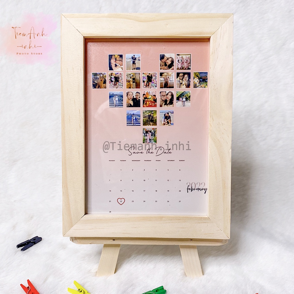 KHUNG ẢNH CHÂN GIÁ GỖ KÈM IN ẢNH THEO YÊU CẦU, QUÀ TẶNG TRANG TRÍ ĐỂ BÀN