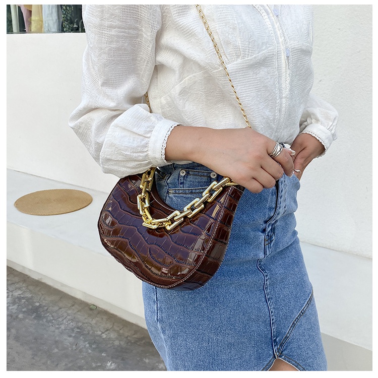 Mischa Túi đeo dưới cánh tay Da PU Màu Trơn Họa Tiết Vân Đá Phong Cách Hàn Quốc Thời Trang