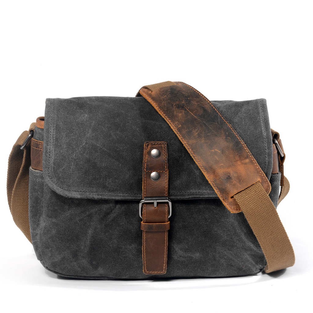 Túi đeo chéo da bò vải canvas Hutaleather Huskar thời trang cho mọi người Tc6