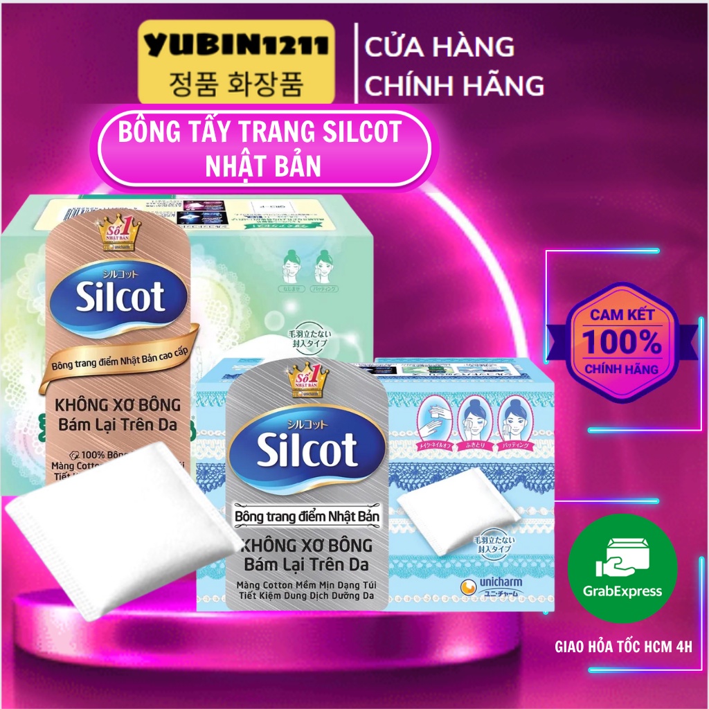 Bông tẩy trang Silcot Nhật Bản Hộp 82 Miếng Xanh Dương & Hộp 66 Miếng Xanh Lá - Bông Trang Điểm Silcot  - Yubin1211