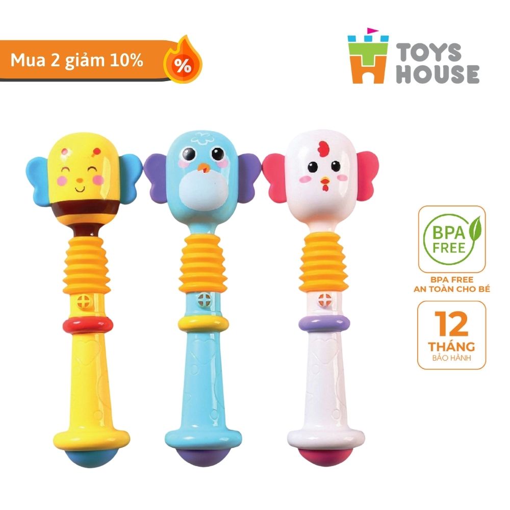 Xúc xắc cầm tay, đồ chơi lục lạc gặm nướu bóp chít xinh xắn cầm tay cho bé Toyshouse TH-0090