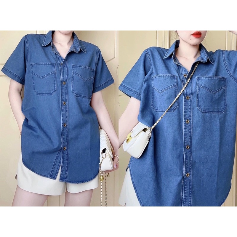 Áo jean tay cộc chất jean loại 1 phong cách Hàn Quốc