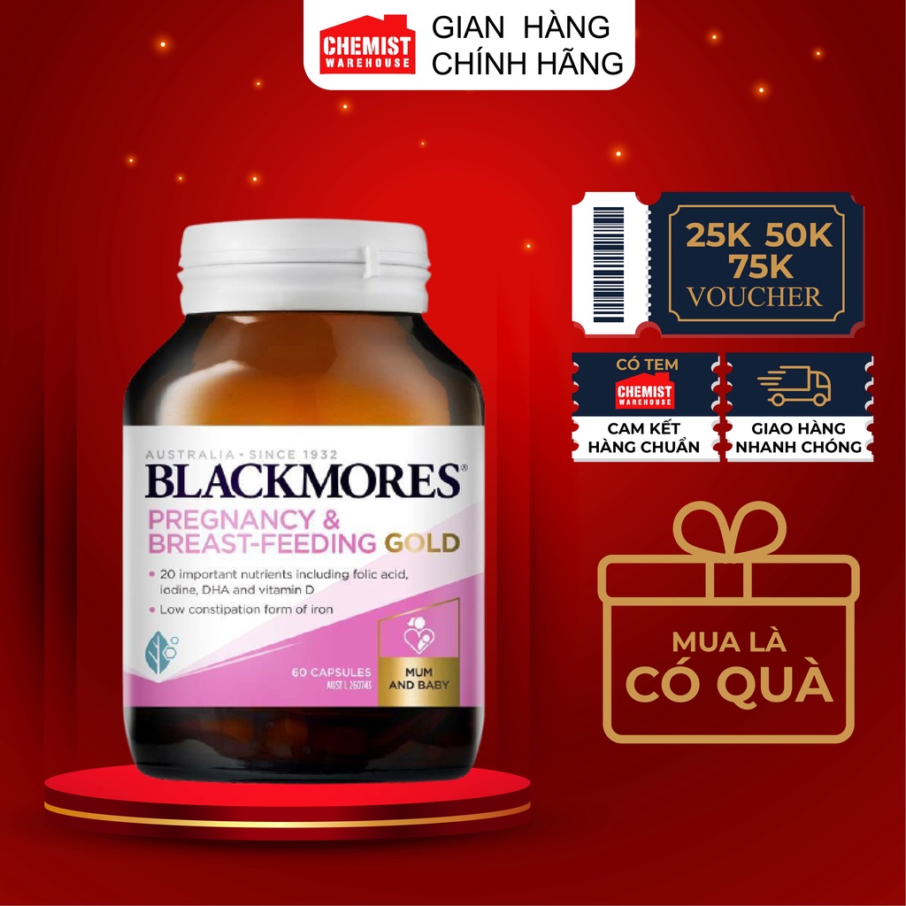Viên uống Vitamin tổng hợp cho bà bầu Pregnancy And Breast Feeding Gold Blackmores 60 viên của Úc