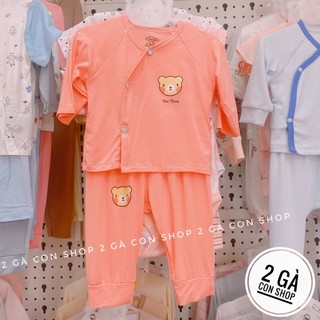 Bộ sơ sinh pha tre Minky mom phối viền
