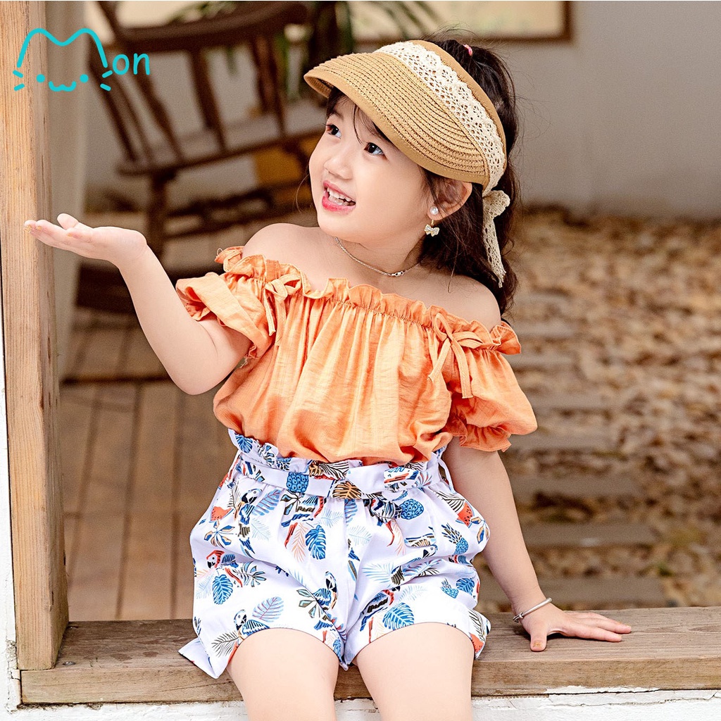 Áo croptop bé gái, áo đi biển cho bé gái chất đũi tằm nhẹ mát cho bé gái 2,3,4,5,6,7,8,9,10,11,12 tuổi Monbabies VL30A