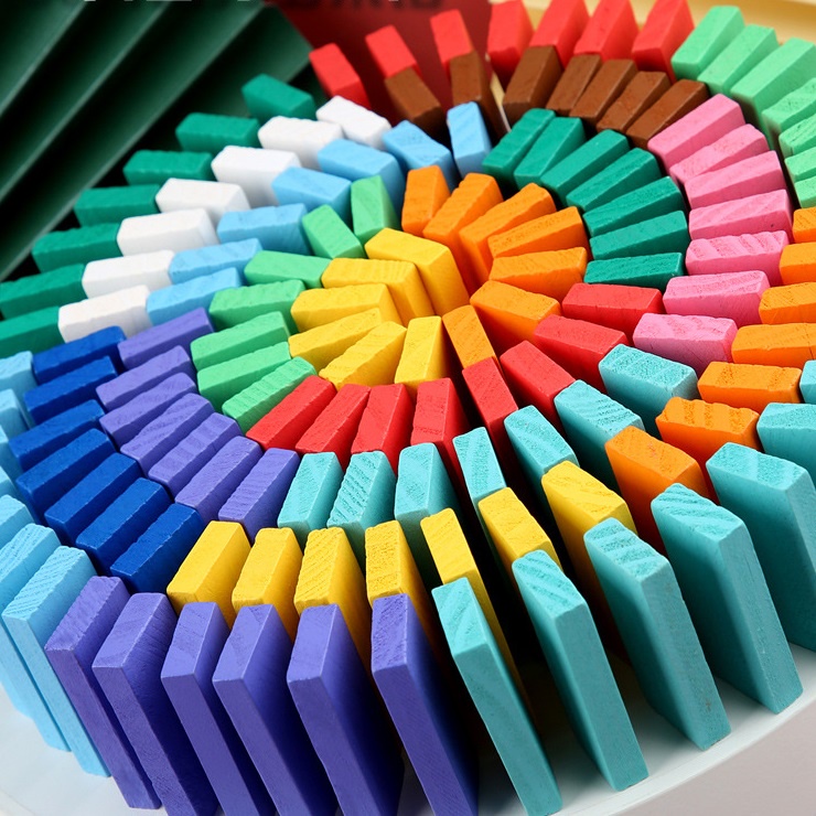 Bộ đồ chơi 100/120 hình khối Domino bằng gỗ cho bé - CTT026