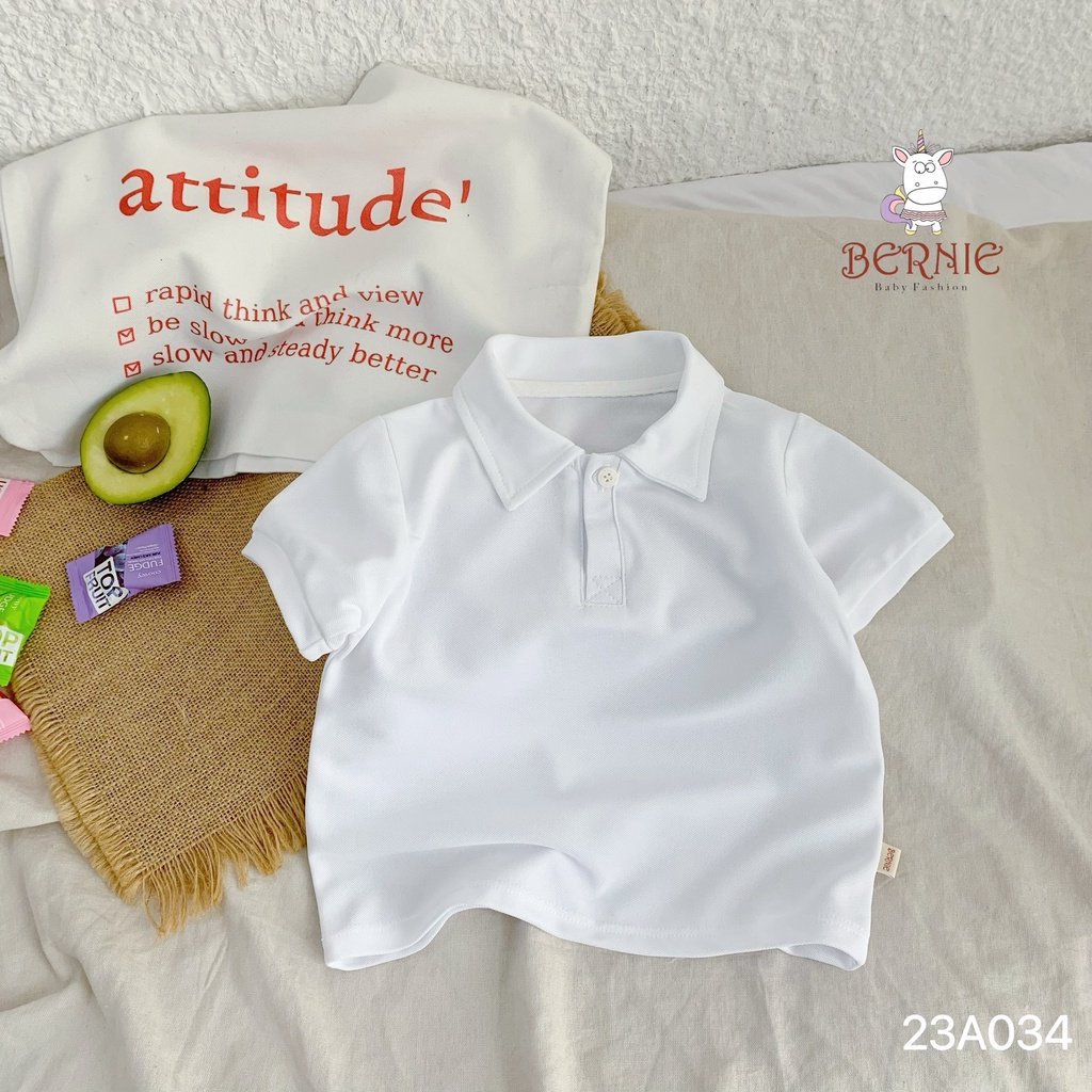 Áo phông polo trơn basic cộc tay Bernie cho bé trai bé gái
