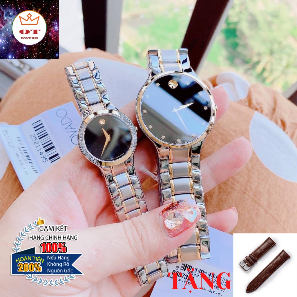 Đồng Hồ Cặp MOVADO Quartz 0607287 vs 0607384 Chính Hãng Tặng Dây Da Cao Cấp