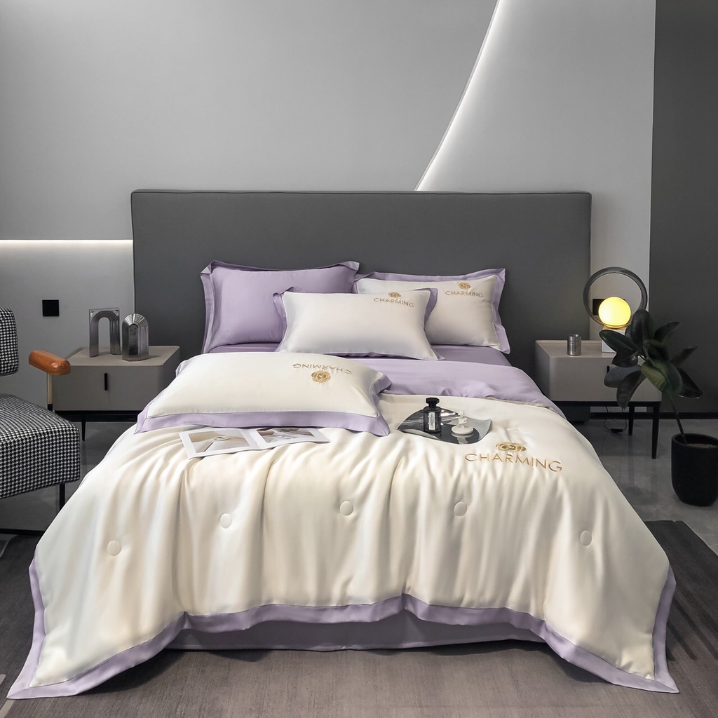 Bộ chăn ga gối chần bông phi lụa Charming MD.Decor - Bedding nhập khẩu cao cấp êm mềm nhiều kích thước M6/M8