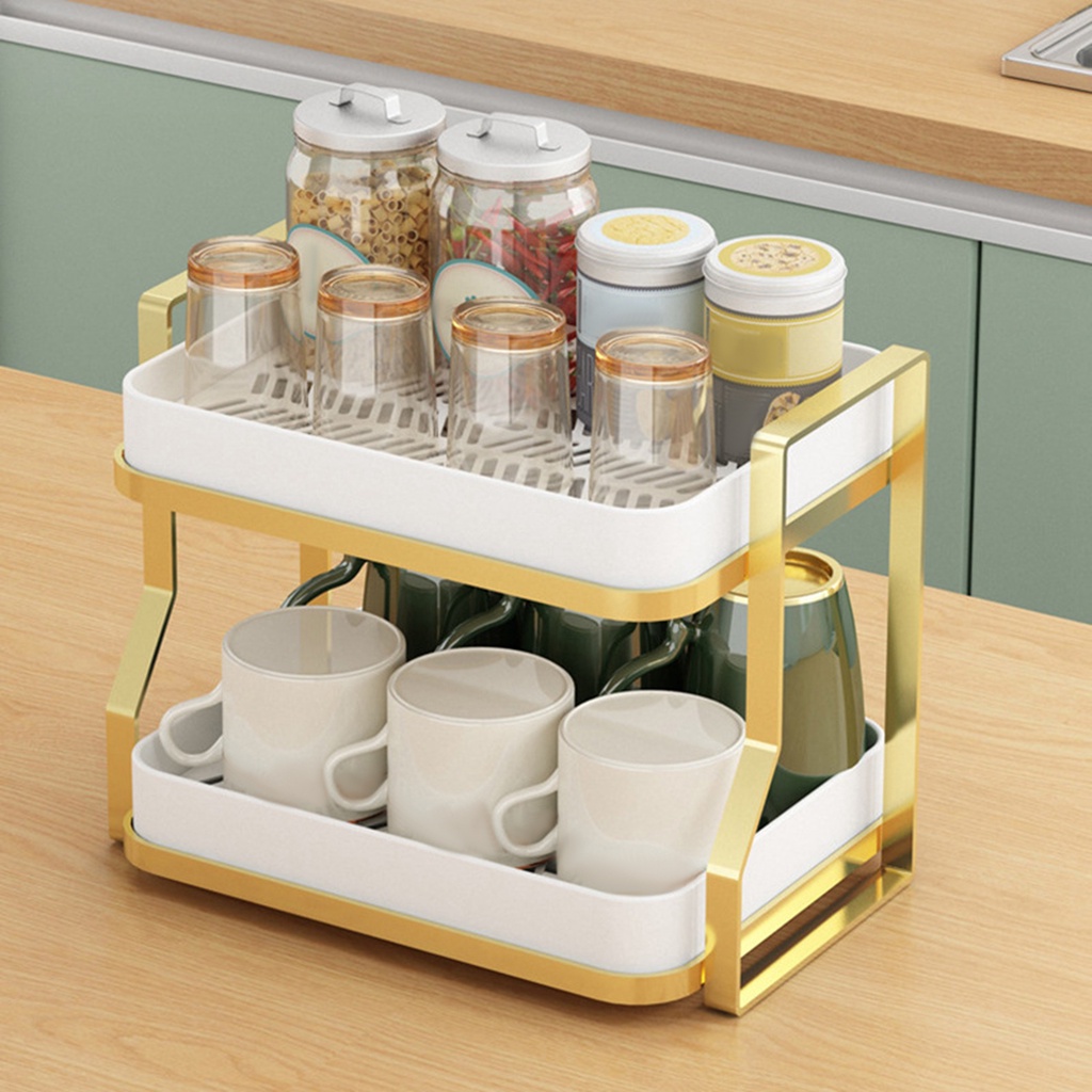 Set 2 Khay Đựng Gia Vị 2 Tầng Có Thể Tháo Rời Tiện Dụng