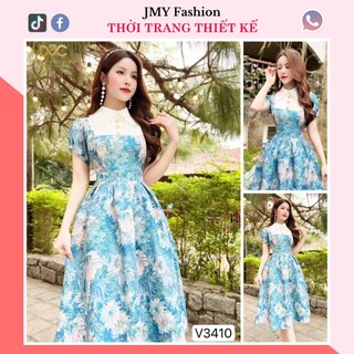 V3410 Váy xanh phối cổ trắng dáng dài [DVC&ACC] váy đầm dự tiệc, tiểu thư nữ tính