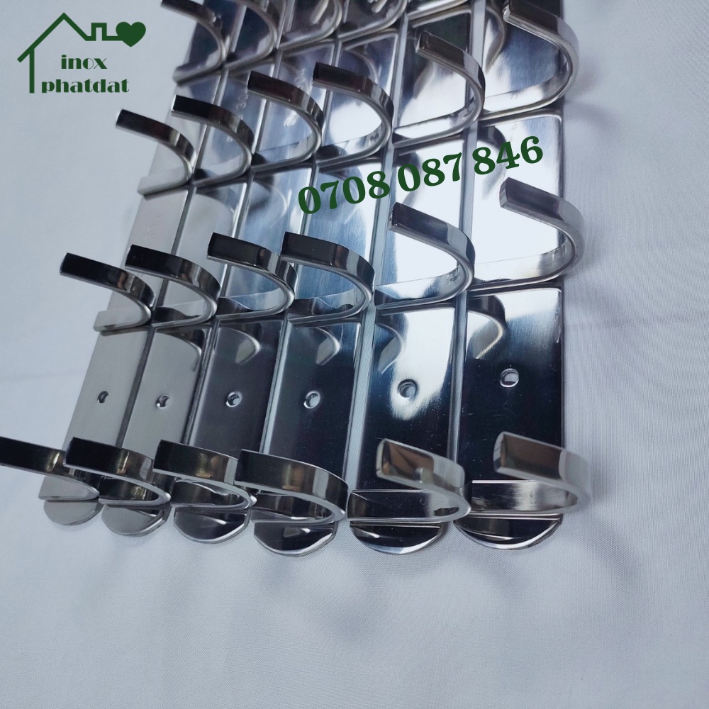 Móc treo đồ nhà tắm Inox 304 PHÁT ĐẠT  không rỉ sét, Móc áo inox dẹp, giá treo inox :