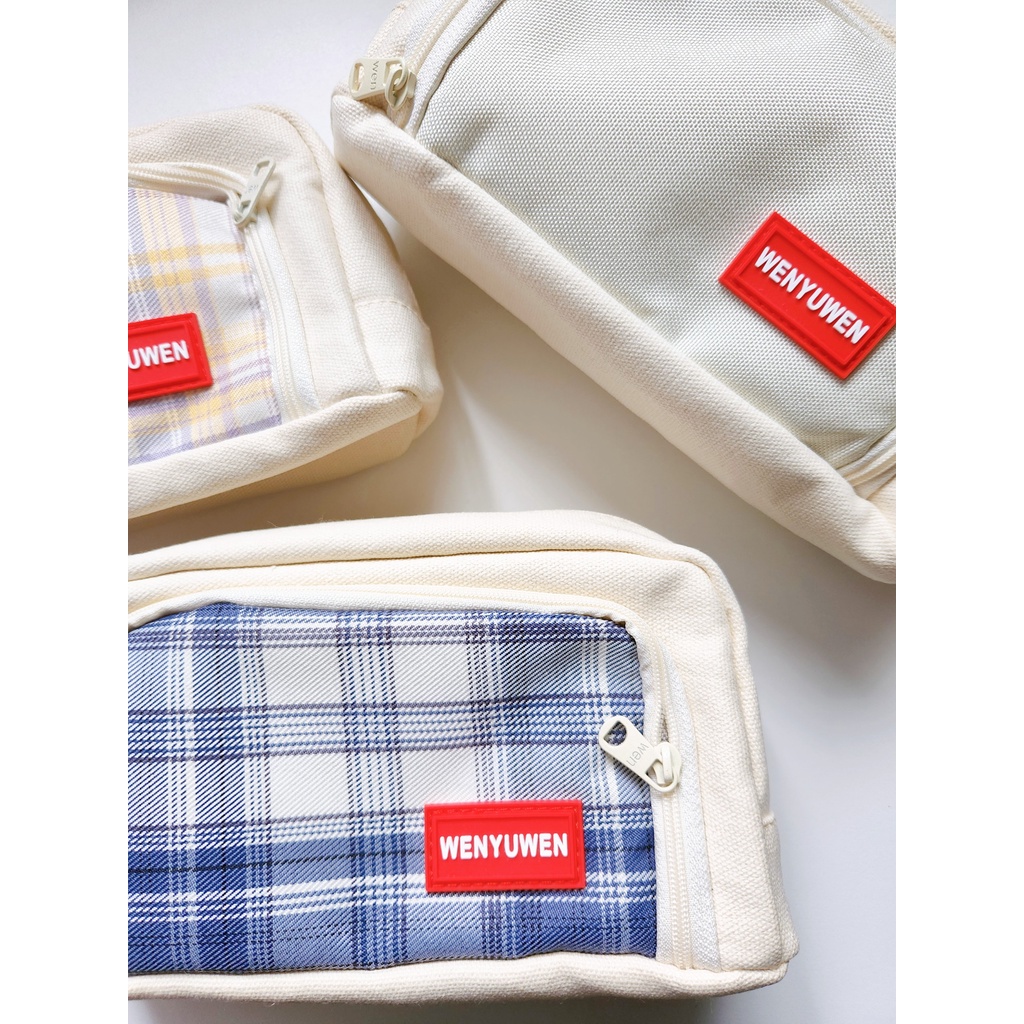 Túi Đựng Bút Bằng Vải Canvas 2 Ngăn Tiện Lợi Giá Học Sinh