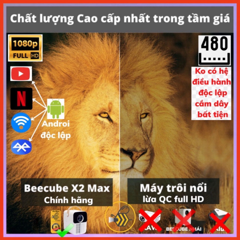 Máy Chiếu Mini BEECUBE X2 MAX Chính Hãng, Full HD 1080 Hệ điều hành Android Bảo Hành 12 Tháng ( sale ) Miễn phí giao hàn