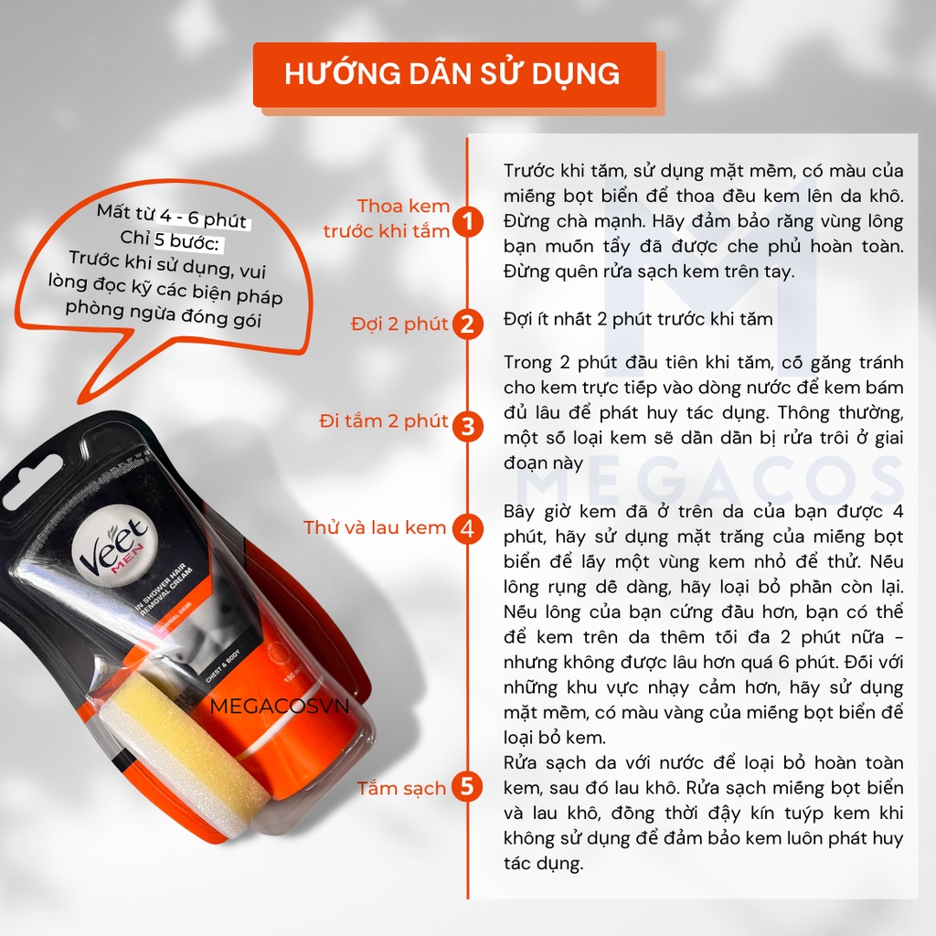 Kem Tẩy Lông Veet cho Nam & Nữ Lành Tính Và An Toàn Kèm Bông Mút 150ML/400ML