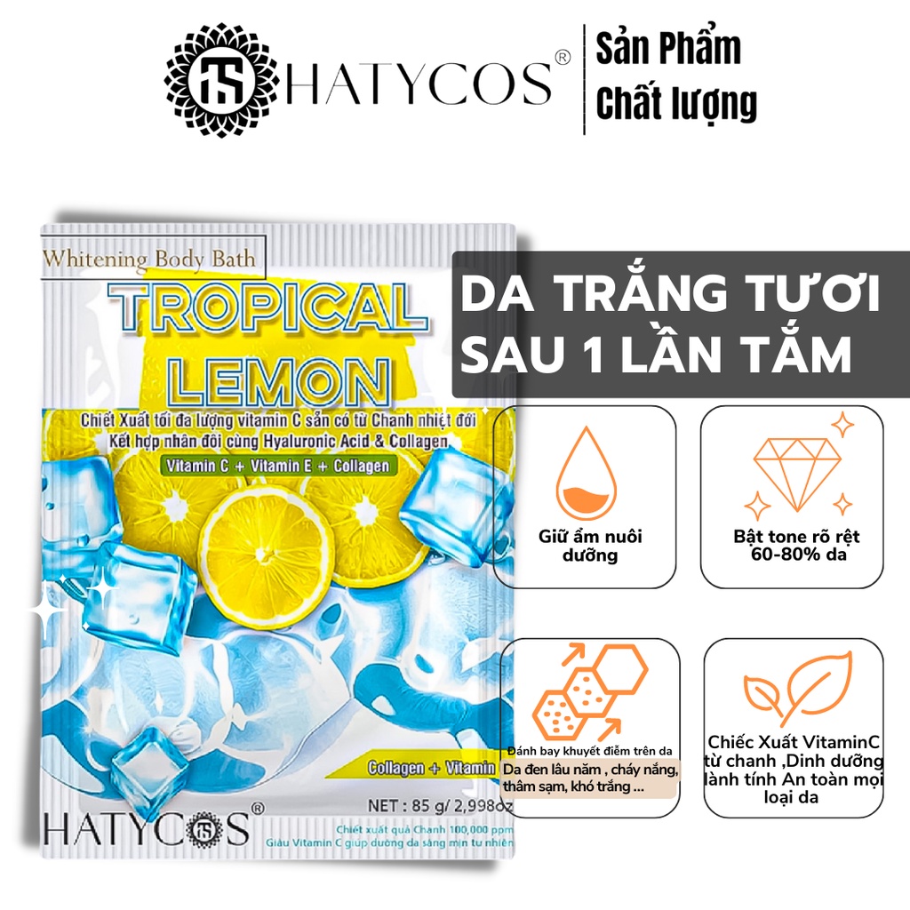 Tắm Trắng Body Siêu bật tone ngay sau 1lần tắm chiếc xuất từ Chanh , Siêu VitaminC giúp da duỡng ẩm trắng khoẻ HATYCOS