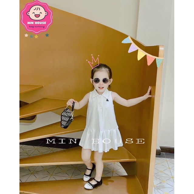 (8-18kg) Váy polo sát nách cho bé gái diện đi học, đi chơi (Ảnh trải sàn là ảnh thật)