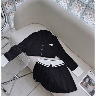 Set áo crop vest kẻ sọc + short