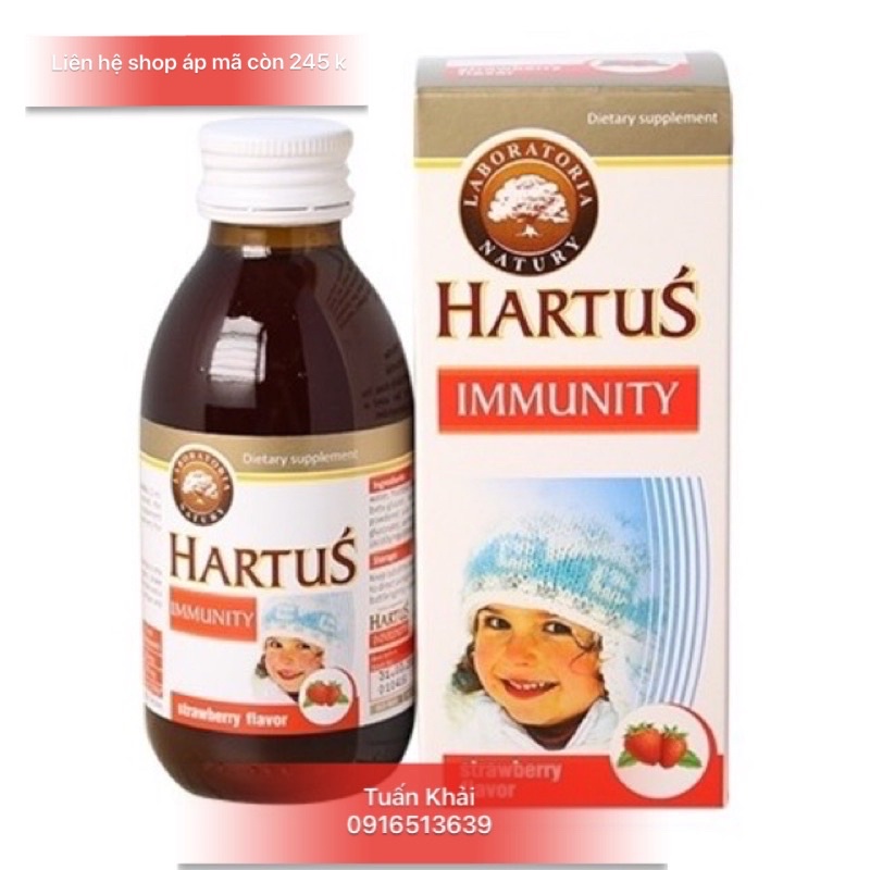 Siro Hartus Immunity Tăng cường sức đề kháng cho bé, hết ốm vặt, nhập khẩu chính hãng