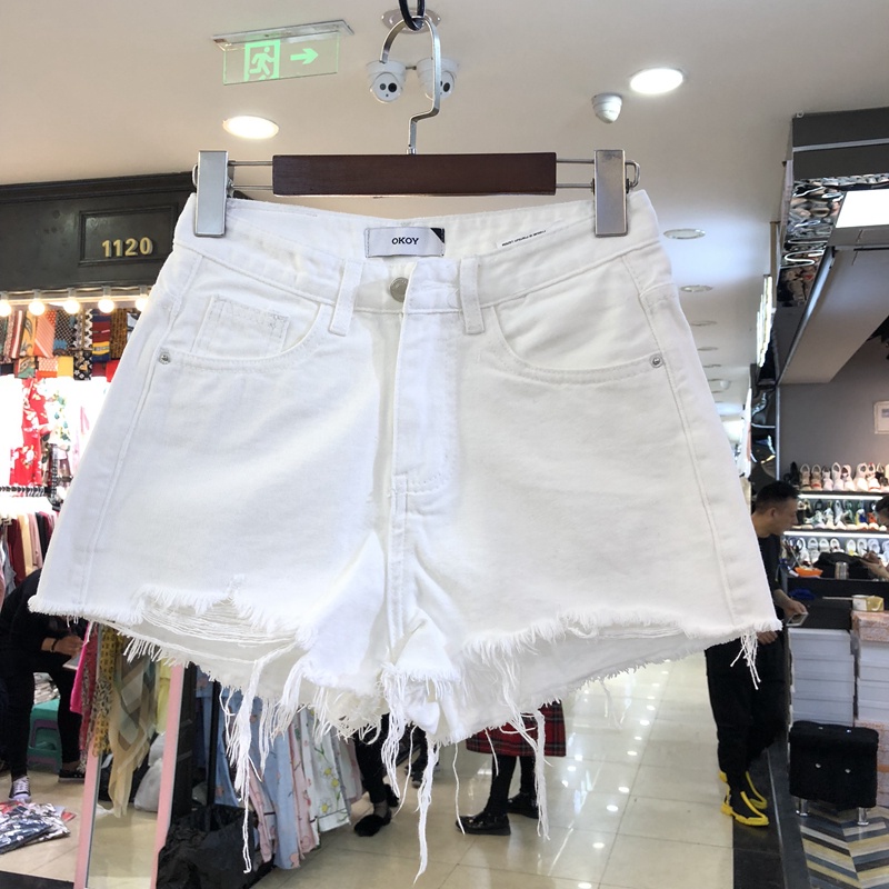 【GIRL.ID】quần short nữ jean Trắng đen lưng cao nhiều túi quần Hàn Quốc Mùa Hè Gợi Cảm Cho
