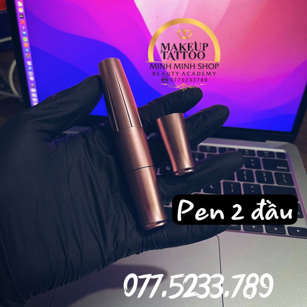 Máy Pen Mini Phun Mày Môi Mí, Tattoo,Máy Pen 2 Đầu Mini Chính Hãng