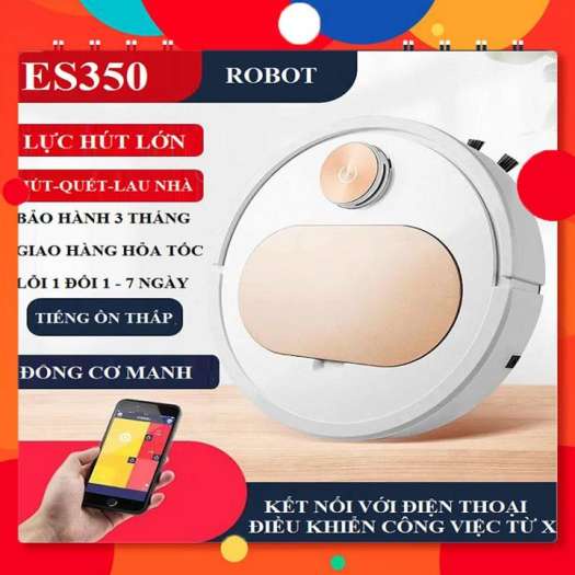 Robot Lau Nhà Hút Bụi ES350 Bản NÂNG CẤP Lực hút cực mạnh, di chuyển, cảm biến thông minh,LỖI 1 ĐỔI 1 TOÀN QUỐC