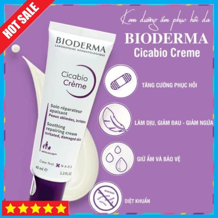 Kem dưỡng Bioderma phục hồi da cải thiện da tổn thương do mụn, peel, lăn kim  Cicabio Crème 40ml .