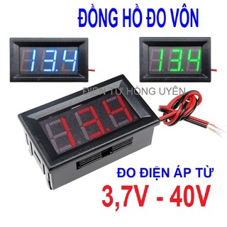 Vôn kế - Đồng hồ đo điện loại Lớn. Đồng hồ LED báo điện áp từ 3,7V - 45V dùng báo vôn đo điện bình acquy, pin 3s/4s/5s
