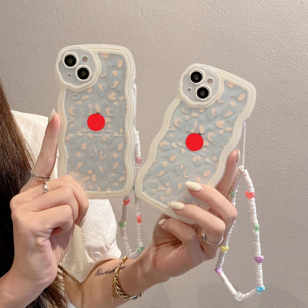[Kèm Vòng Tay] Ốp Lưng Iphone Viền Sóng Mây Kèm Theo Quai Xinh Xắn Chống Rơi