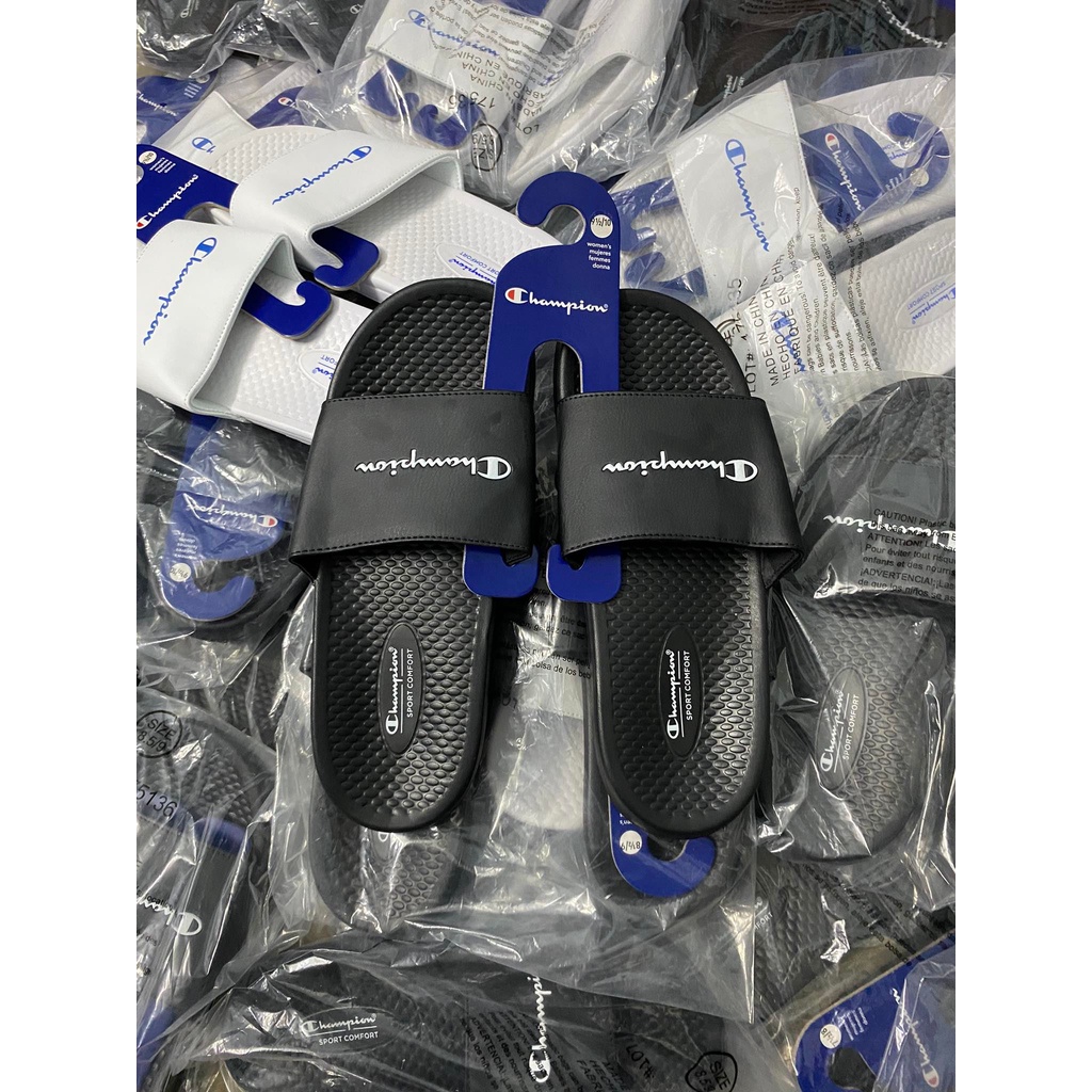 Dép Champion Basic Đen/Trắng