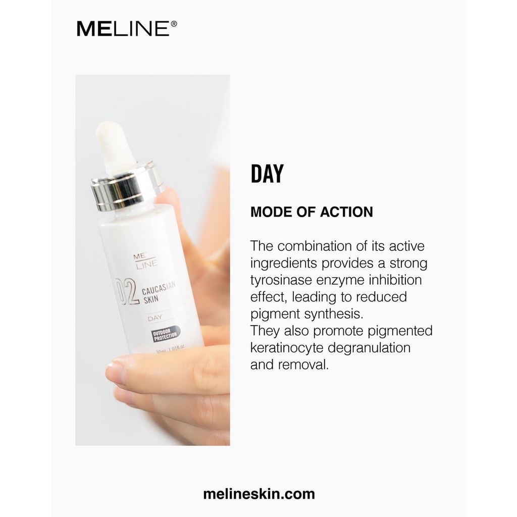 Serum đặc Meline 02 Day Caucasian Skin 30ml - Giảm Nám, Giảm Sắc Tố, Trắng Da