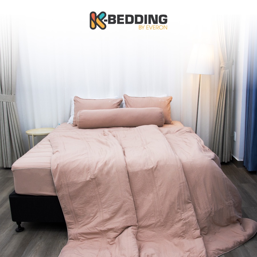 Bộ ga giường chần bông K-bedding By Everon chất vải MicroModal màu Hồng Đất KMMS202 (4 món)