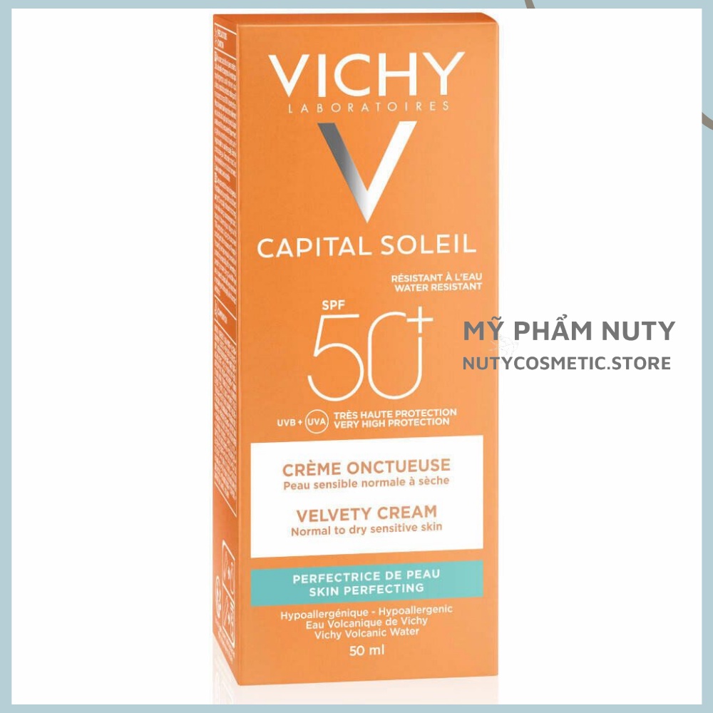 Kem Chống Nắng Vichy Capital Soleil SPF50 50ml, Kem Chống Nắng SPF 50 UVA+UVB Dành Cho Da Khô