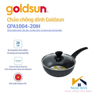 Chảo sâu lòng chống dính có nắp Goldsun GPA1005-20 GPA1005-20IH GPA1004-20- Chảo chống dính nhôm đáy từ và đáy thường