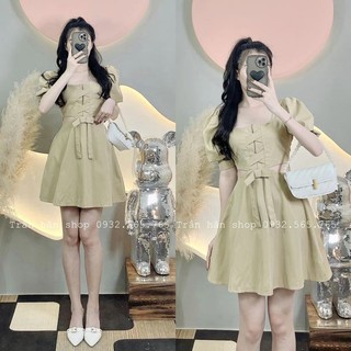 ĐẦM KAKI NƠ KHOÉT EO 3007839