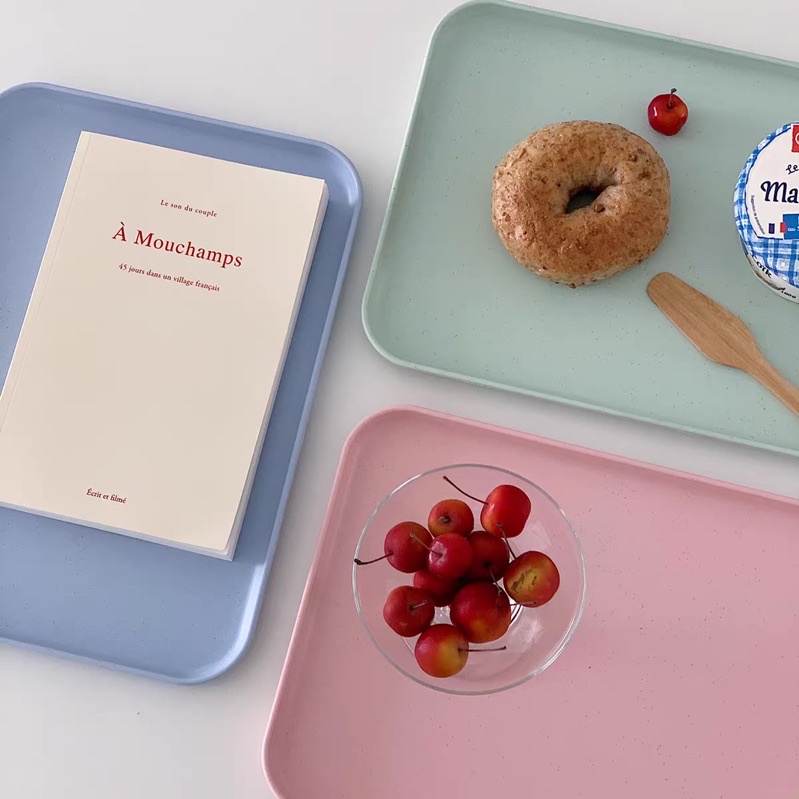 Khay đựng đồ ăn, khay decor đơn giản màu pastel phong cách Hàn Quốc