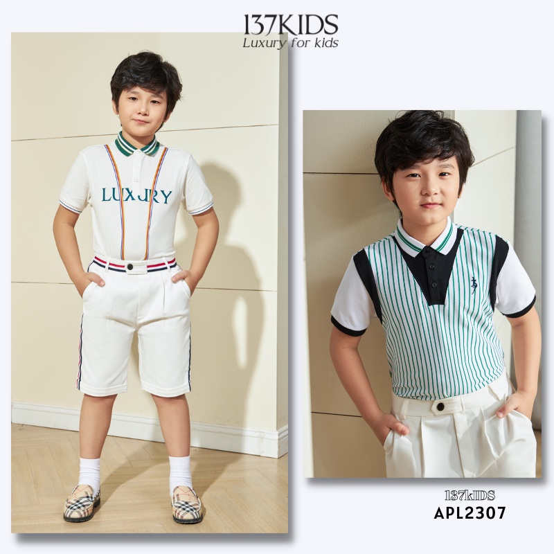 Áo polo cộc tay 137kids thiết kế kẻ sọc limited siêu đẹp, thoáng mát cho bé trai bé gái