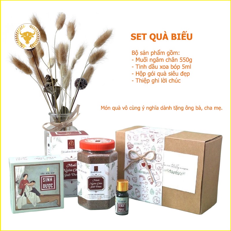 Set Quà tặng Ông Bà, Cha Mẹ, Set Detox Giảm Stress với Muối ngâm chân Dầu xoa bóp Sinh Dược