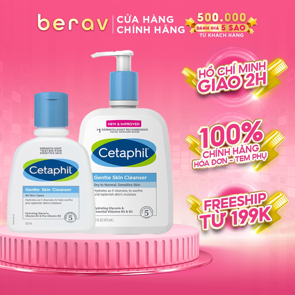 Sữa Rửa Mặt Cetaphil Gentle Skin Cleanser Sạch Dịu Nhẹ cho Da Nhạy Cảm 500ml/125ml