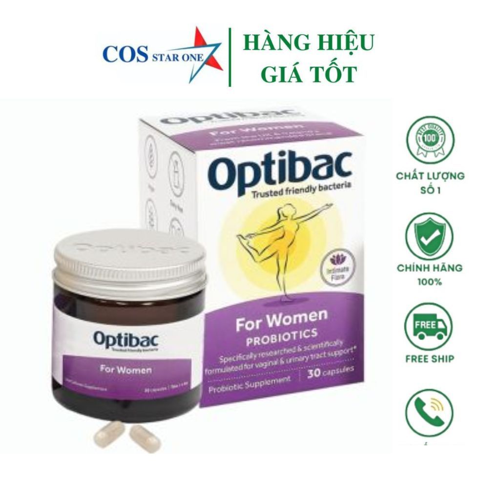 Men Vi Sinh Optibac Probiotics For Women Hộp 30V Dành Cho Phụ Nữ, ngăn viêm phụ khoa, nhiễm trùng đường tiết niệu