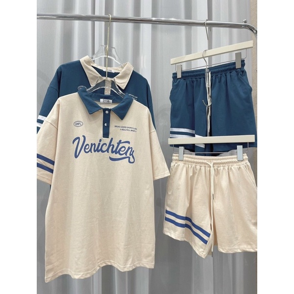 Set Bộ Áo Polo CORECURY Quần Short Nam Nữ  Chất Cotton Mịn Form Rộng Unisex Siêu Xinh( Hàng Sẵn)