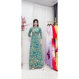 [ SALE LỚN ]- Áo dài lụa nhật in 3D cao cấp co giãn màu xinh xắn mới nhất 2021