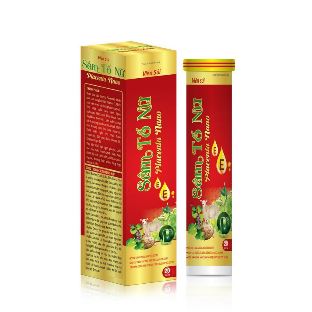 Sủi Sâm Tố Nữ mầm đậu nành, sâm macca, nhung hươu giúp tăng nội tiết tố nữ, đẹp da, nở ngực, giảm nám sạm da - 20 viên