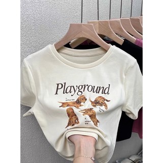 Áo Thun CropTop Cổ Tròn In Hình Cá Tính Siêu Xịn