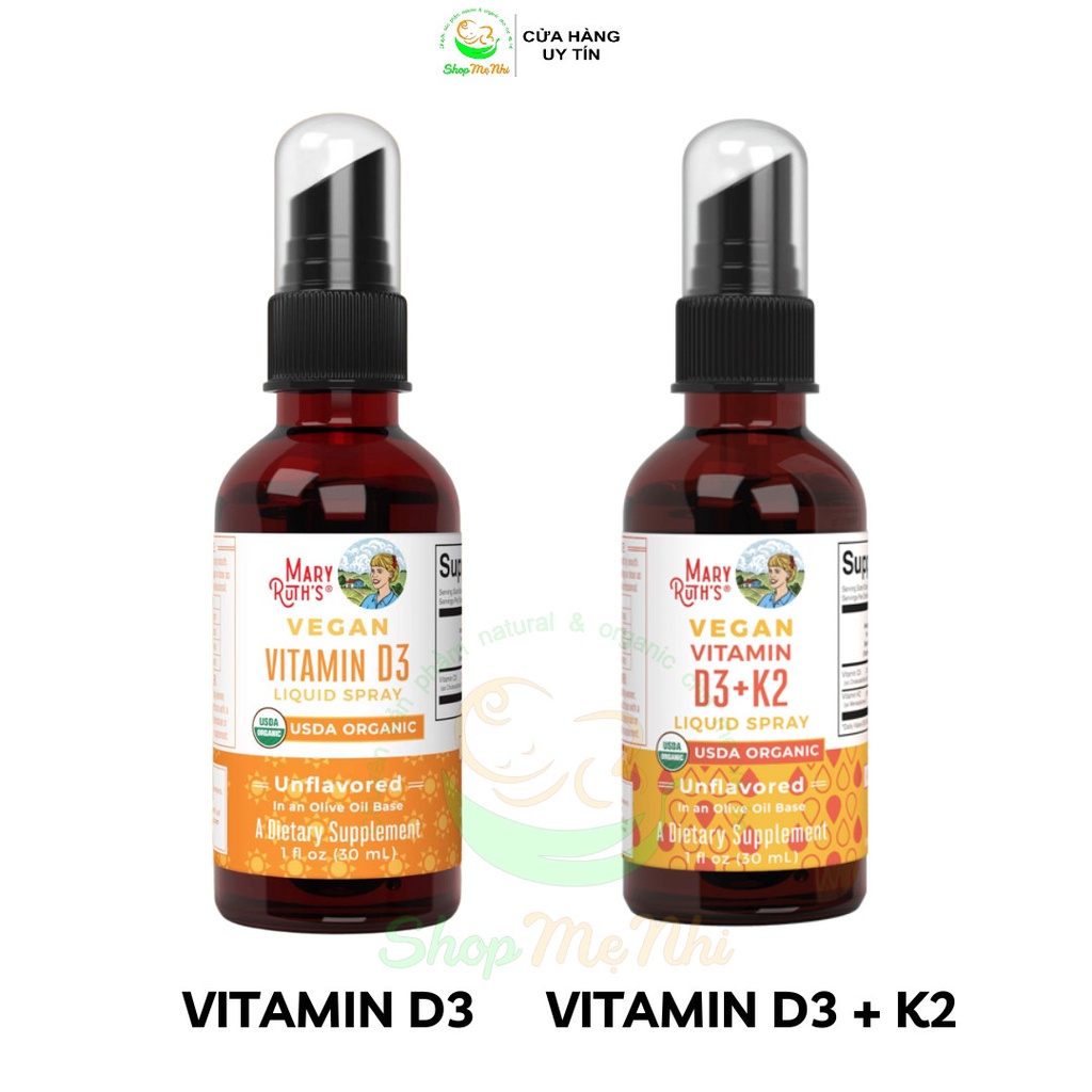 Vitamin D3 K2 Mary Ruth s liquid spray hữu cơ dạng xịt cho trẻ em